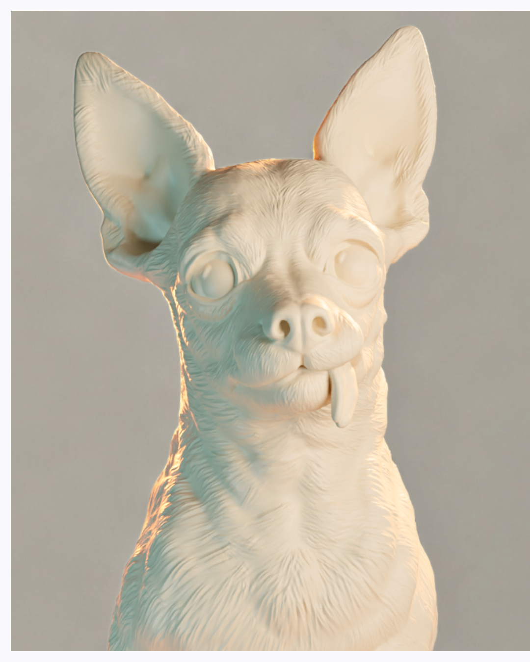 Detalle cara escultura personalizada chihuahua Yoselin — nivel artístico de fidelidad — AlmaPet