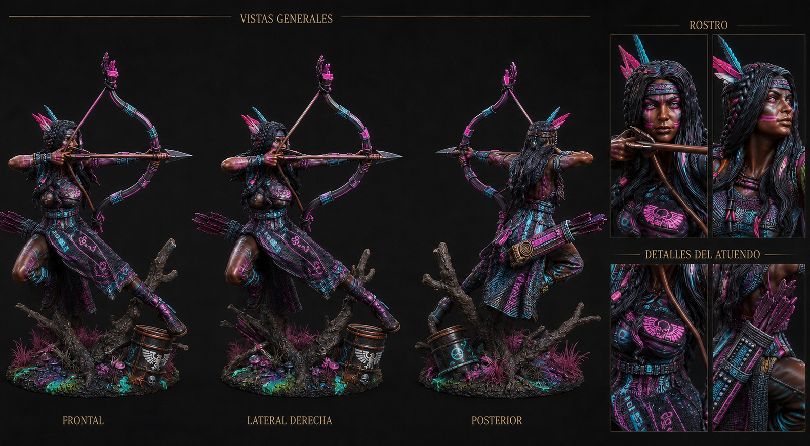 Miniatura pintada wargame sci-fi 32mm — The Arrow's Path — Million Miniatures Studios