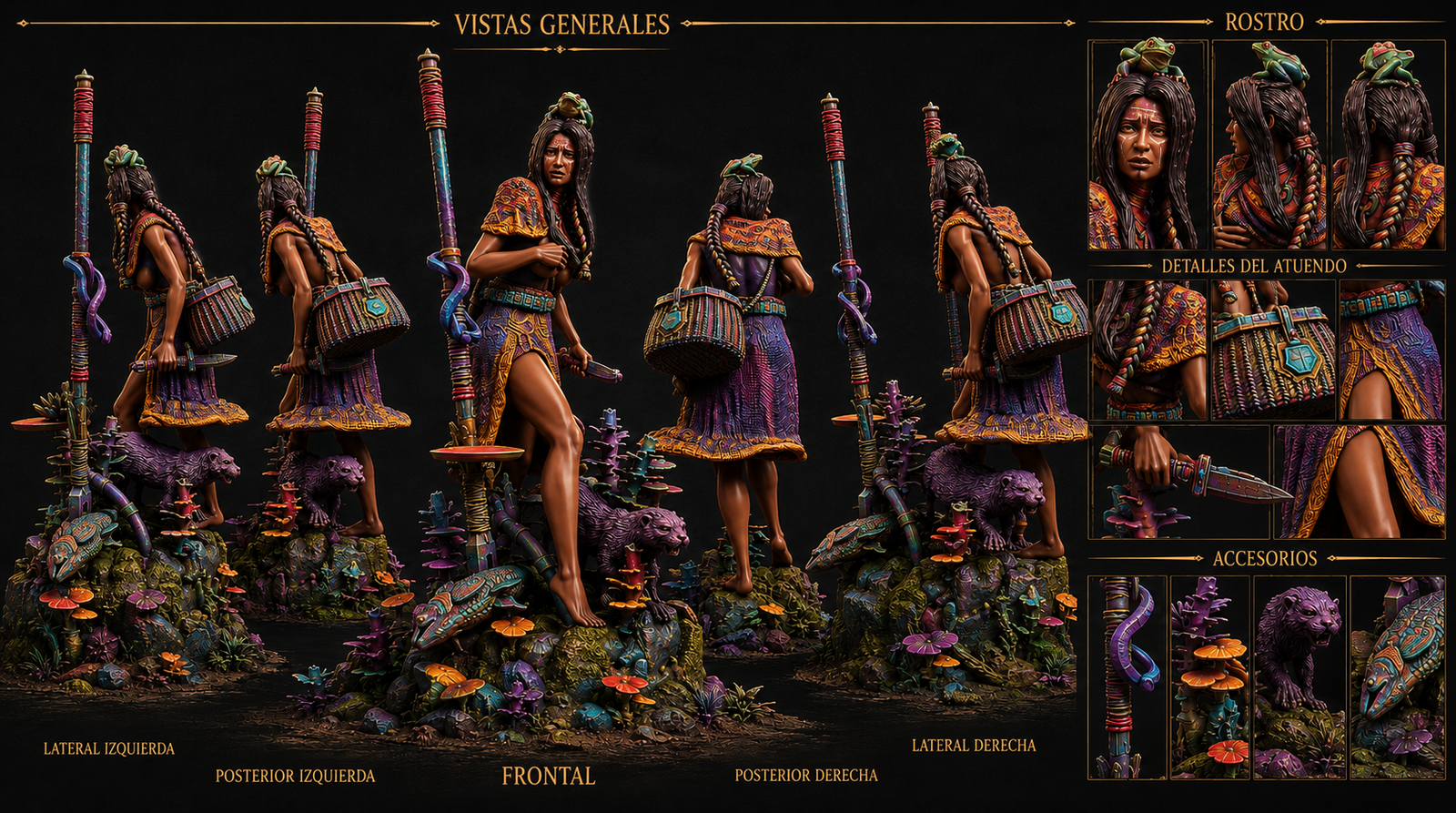 Miniatura pintada fantasy DnD 32mm — The River and the Omen — Million Miniatures Studios