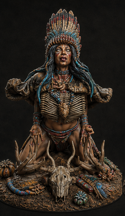 Aiyana Haseya The Sacrificial Ritual — miniatura pintada tribal 75mm