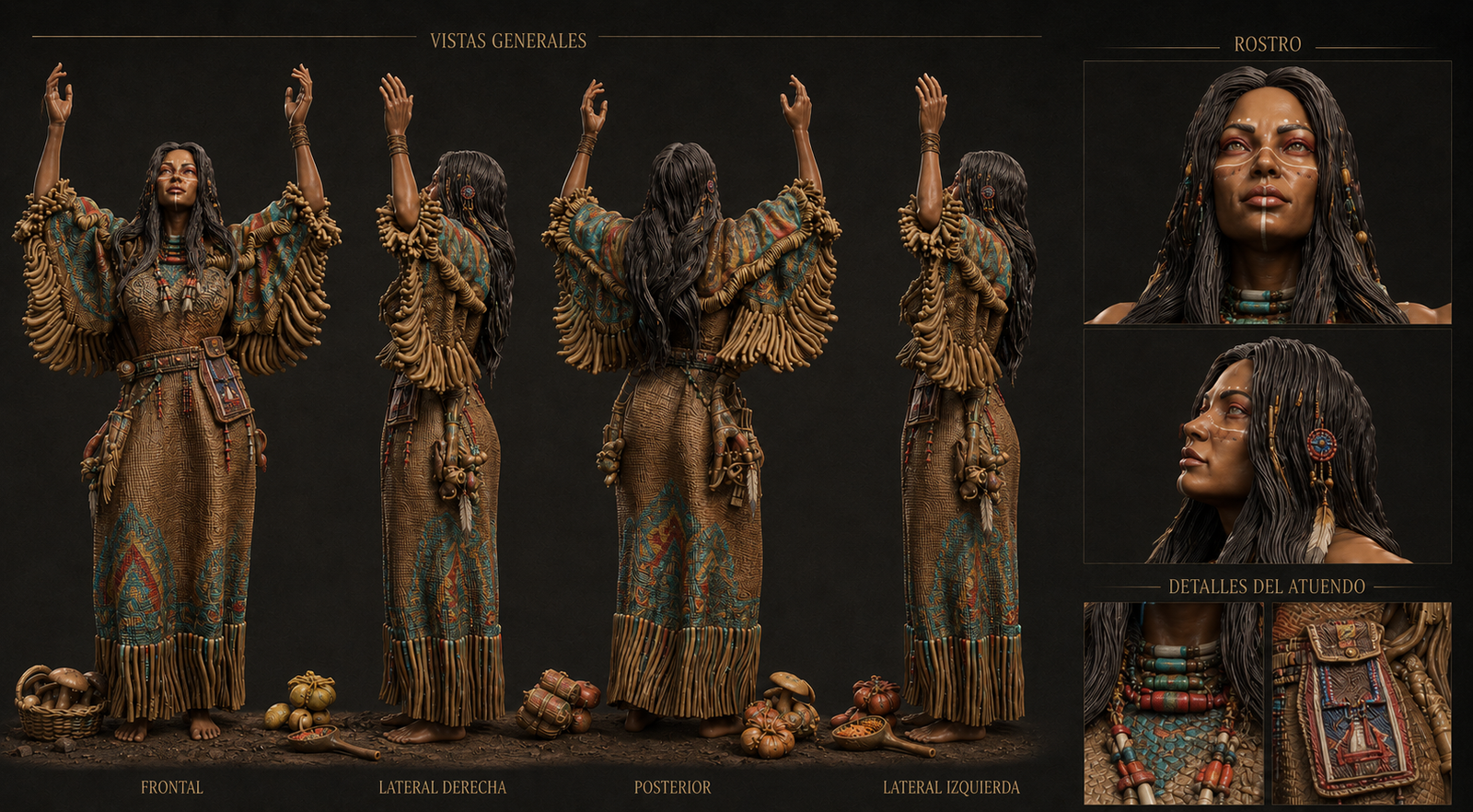 Shaman pintada estilo tribal 32mm — pintura de miniaturas por encargo, Million Miniatures Studios