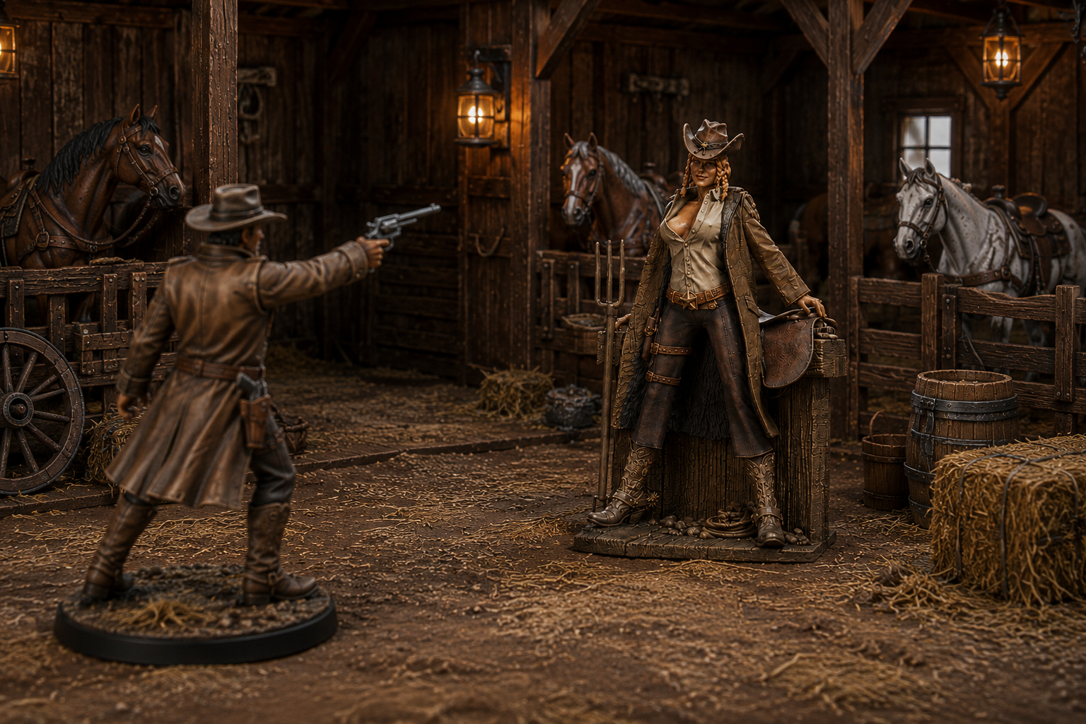 En mesa de juego western — Sheriff Abigail Caught in the Stable