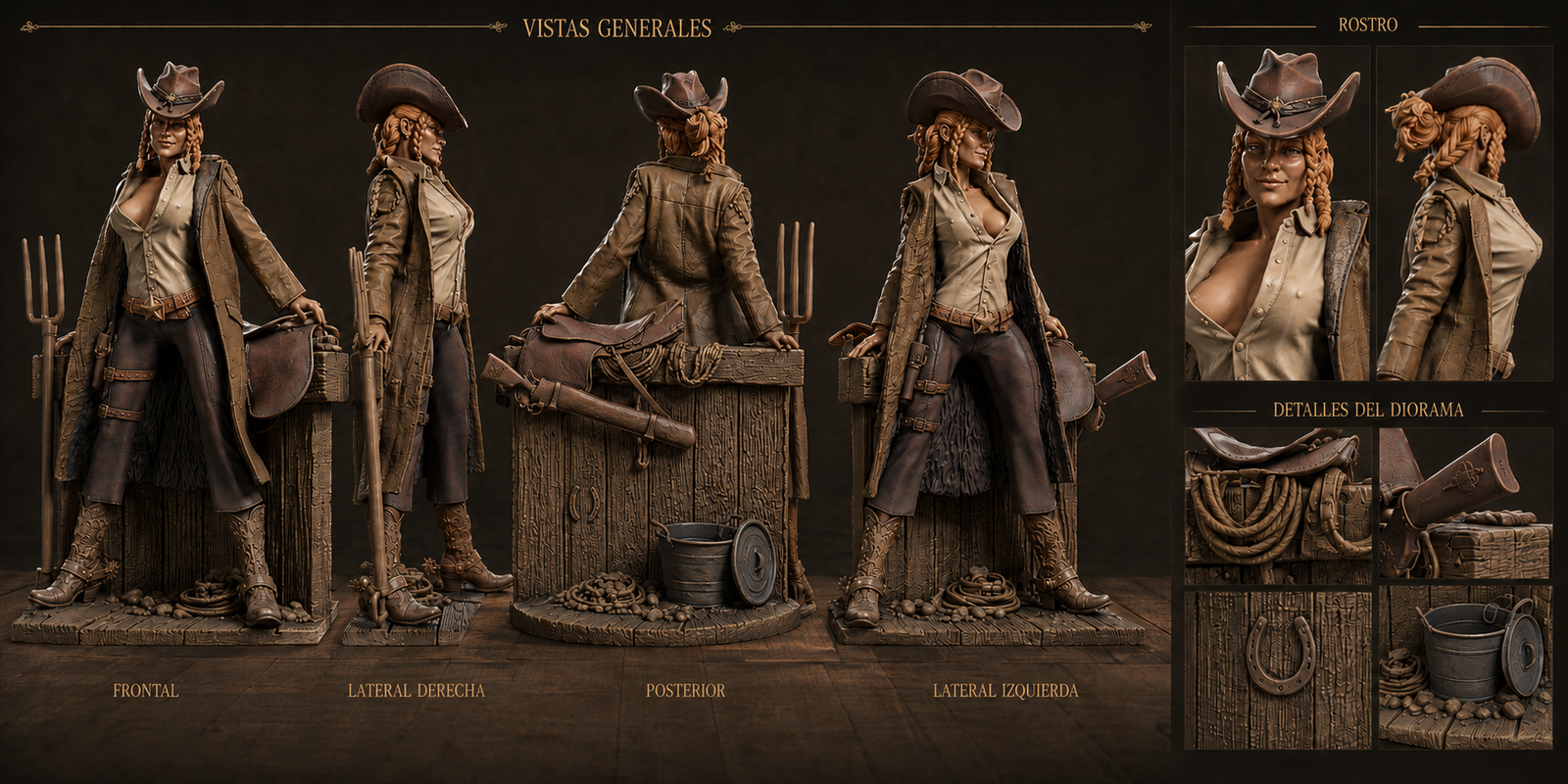 Sheriff Abigail Caught in the Stable — miniatura pintada western 32mm