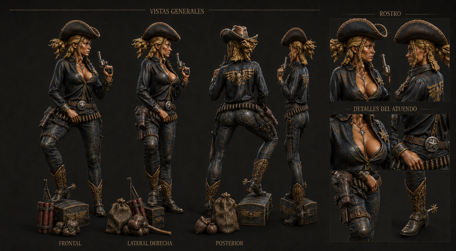 Sheriff Abigail Gun Shop Heist — miniatura pintada scifi 32mm