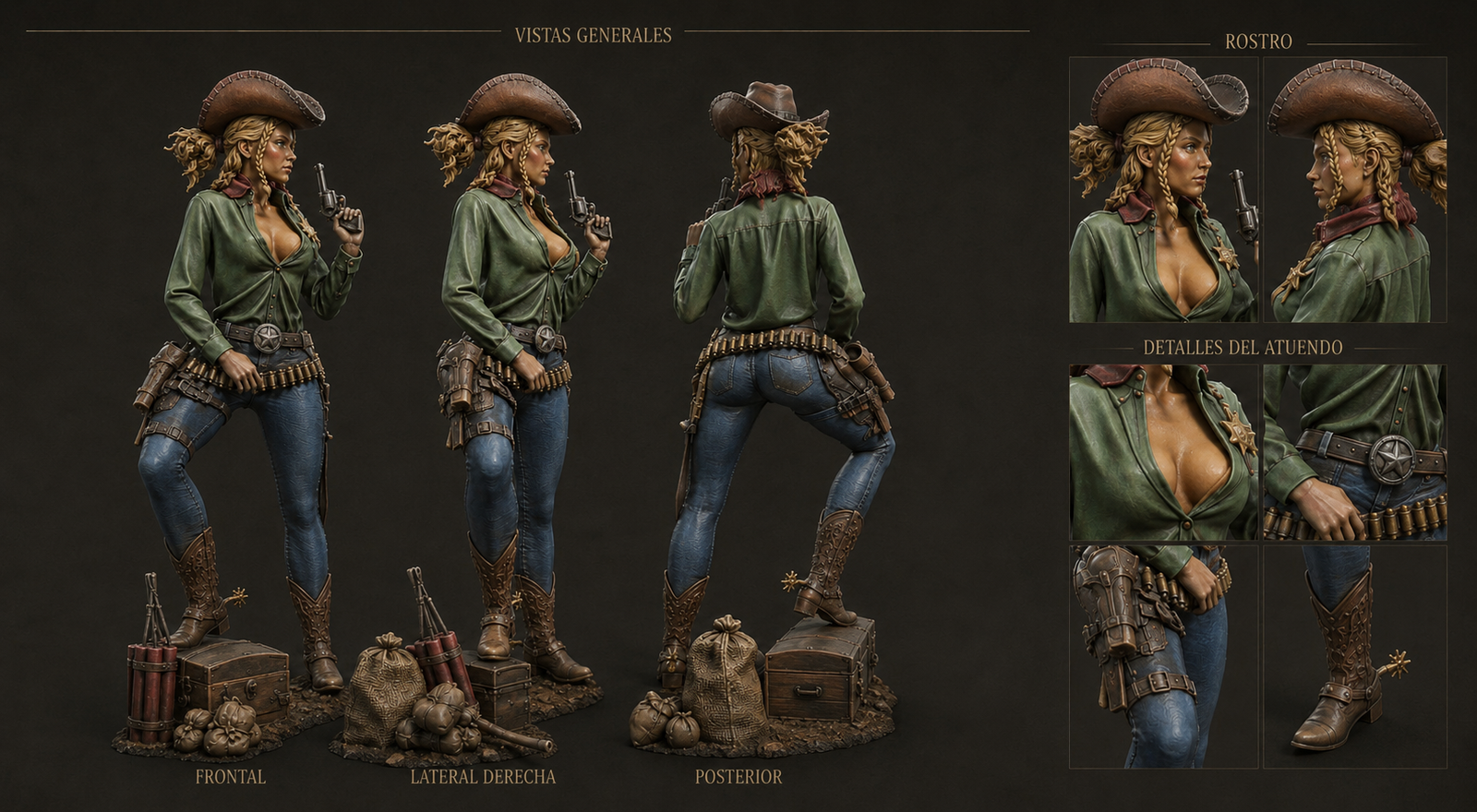 Sheriff Abigail Gun Shop Heist — miniatura pintada western 32mm