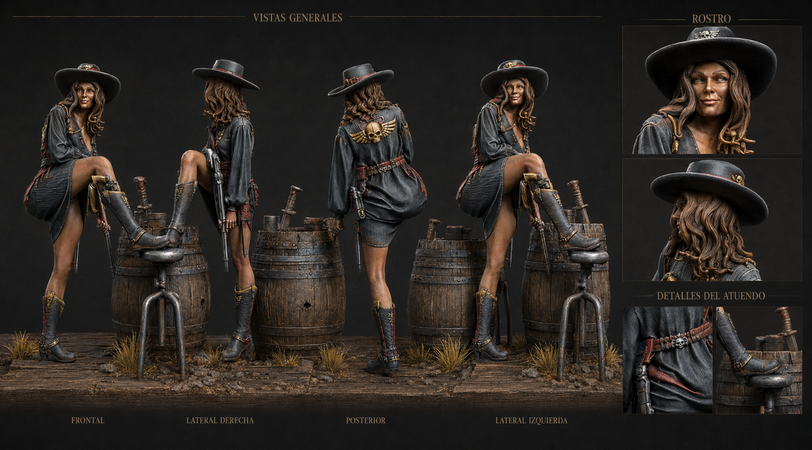 Sheriff Abigail Lunch Break — miniatura pintada scifi 32mm