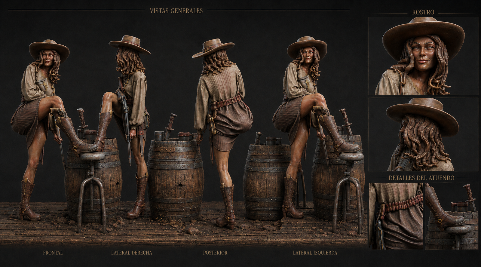 Sheriff Abigail Lunch Break — miniatura pintada western 32mm