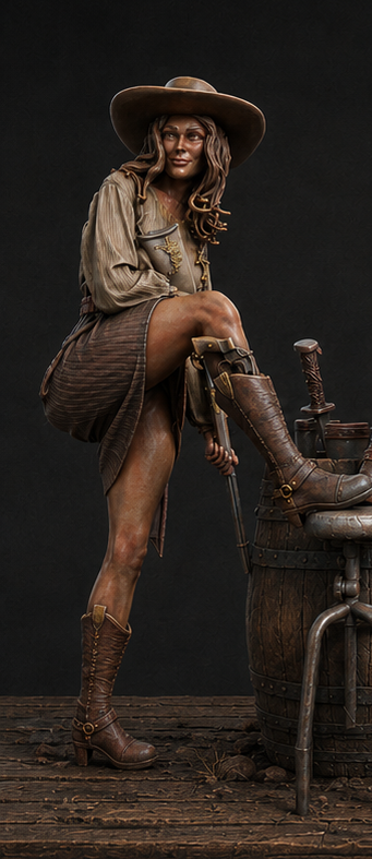 Pistolera pintada western 75mm — pintura de miniaturas por encargo, Million Miniatures Studios
