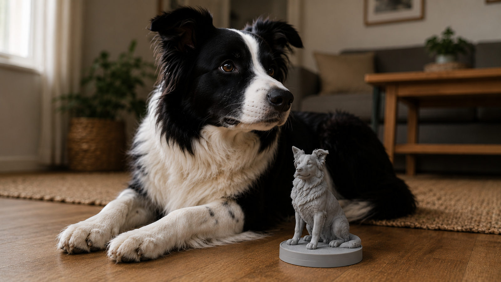 Escaneo 3D de perro border collie — modelo digital, Million Miniatures Studios