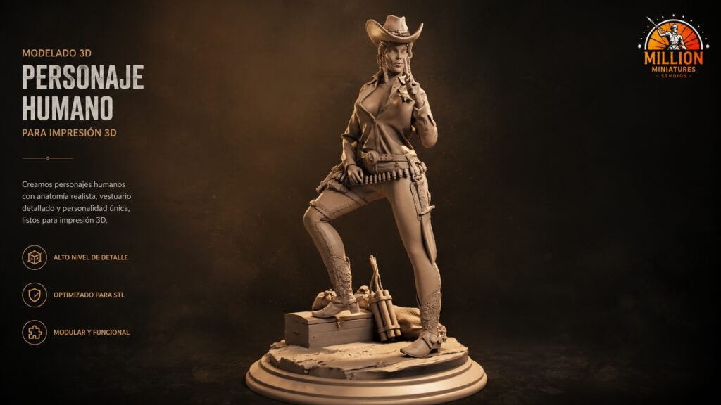 Servicio de modelado 3D de personajes — sheriff del oeste esculpida digitalmente — Million Miniatures Studios