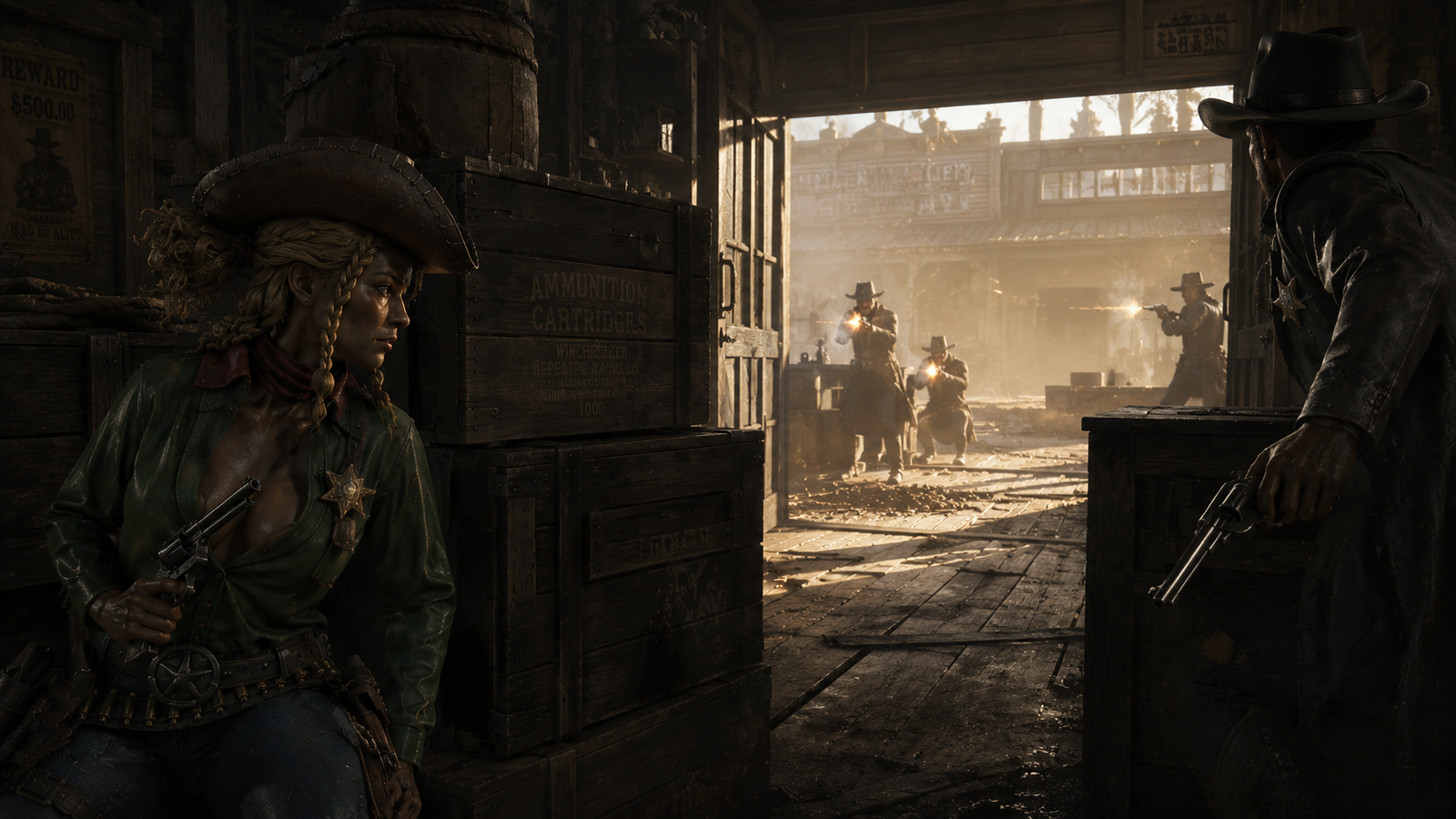 Enfrentamiento con los atracadores — Sheriff Abigail: El Atraco Frustrado